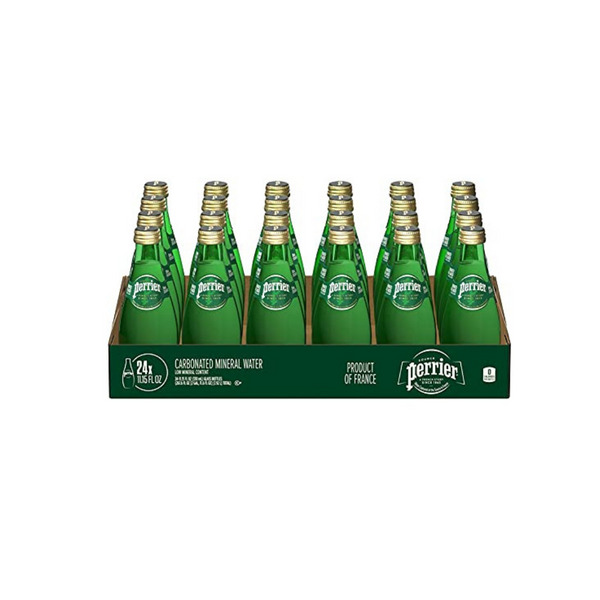 24 Glass Bottles of Perrier Carbonated Mineral Water
