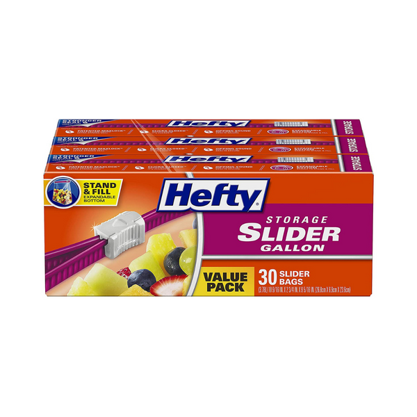 90 Hefty Slider Storage Bags, Gallon Size