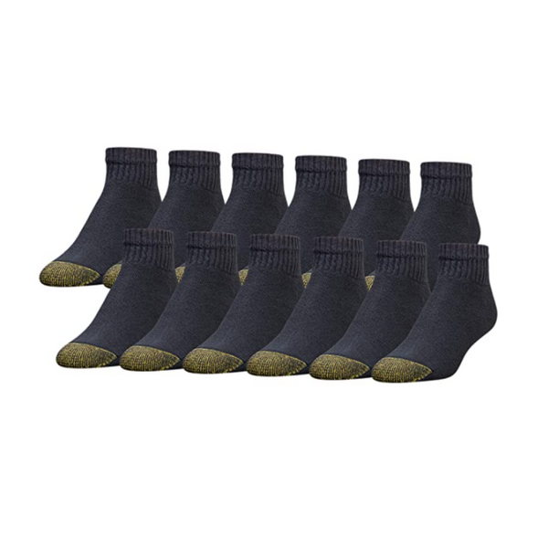 12 Pairs of Gold Toe Men's Cotton Quarter Athletic Socks