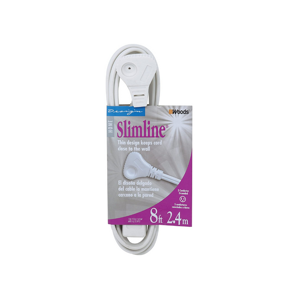 Woods SlimLine 8′ Indoor 3 Outlet Extension Cord