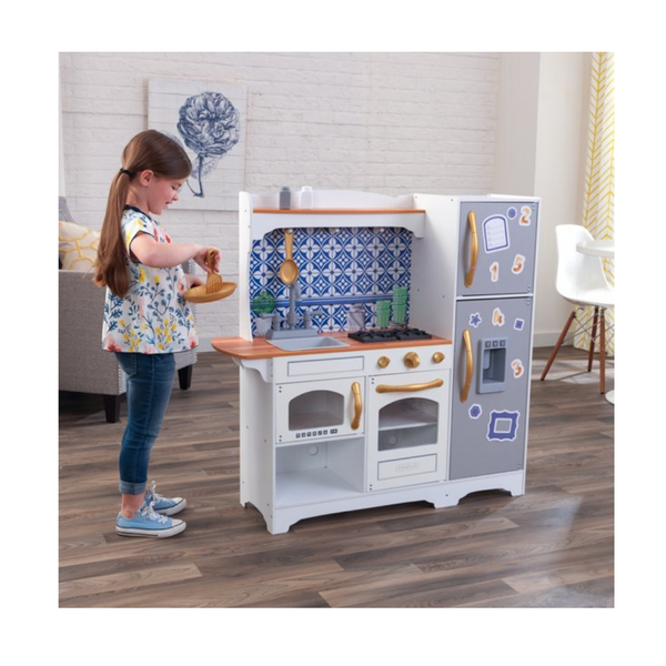 Cocina de juego magnética Mosaic de KidKraft con ensamblaje EZ Kraft