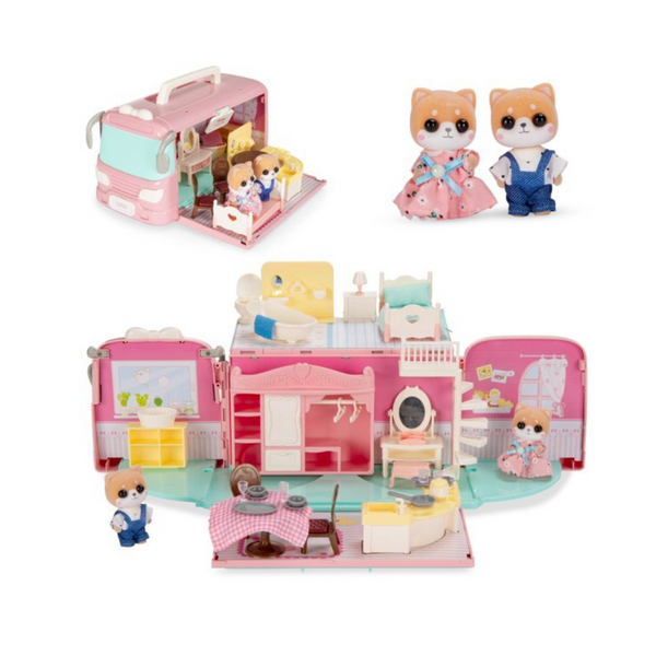 Camper Van Playset Pretend Play Dollhouse Toy with 54 Accessories