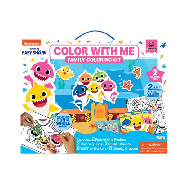 Kit para colorear familiar Baby Shark Color With Me con libros para colorear y suministros