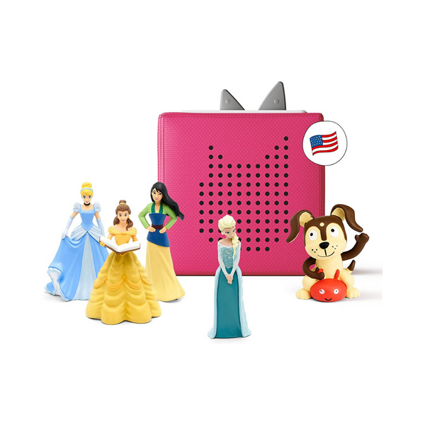 Toniebox Audio Player Starter Set with Elsa, Belle, Cinderella, Mulan, and Playtime Puppy