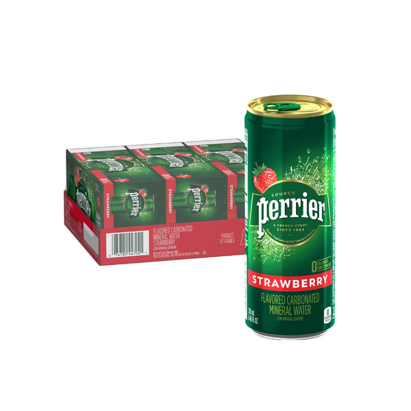 30 Cans of Perrier Flavored Carbonated Mineral Water (4 Flavors)