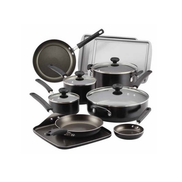 Farberware 20 Piece Easy Clean Aluminum Nonstick Cookware Set (3 Colors)