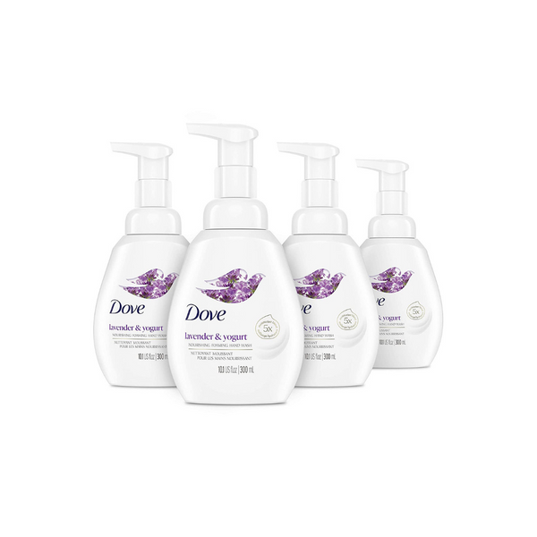 4 botellas de jabón de manos en espuma nutritivo Dove
