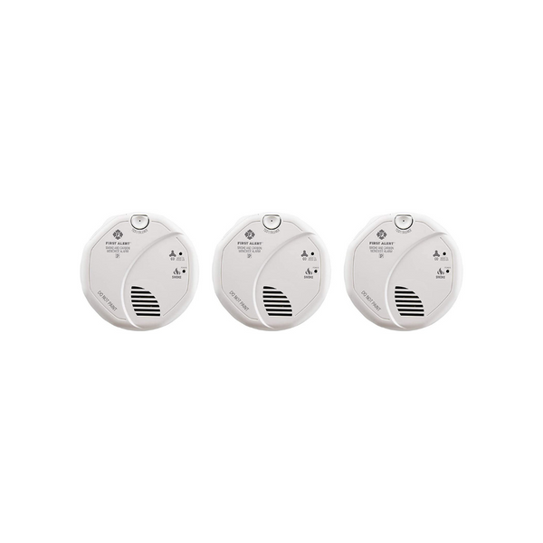 3 First Alert Hardwired Smoke and Carbon Monoxide Detectors with Battery Backup