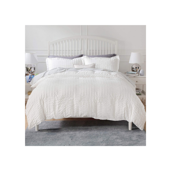 3 Piece Bedsure White Textured Duvet Cover Set