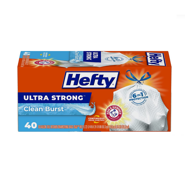 40 Hefty 13 Gallon Ultra Strong Tall Kitchen Trash Bag