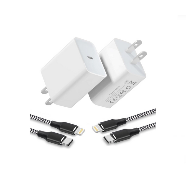 Juego de 2 adaptadores de carga rápida con cables