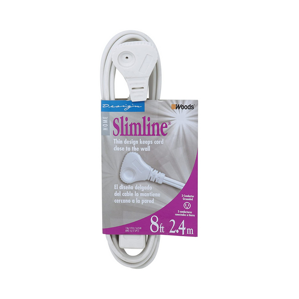 Cable de extensión Woods SlimLine de 8 ′ para interiores y 3 salidas