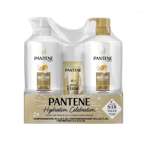 Paquete navideño de bomba de renovación diaria de humedad Pantene