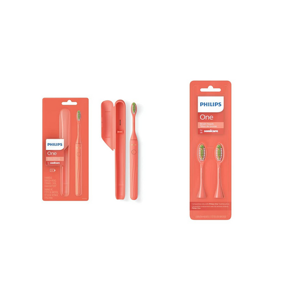 Philips One By Sonicare Battery Toothbrush And 2 Replacement Brush Heads