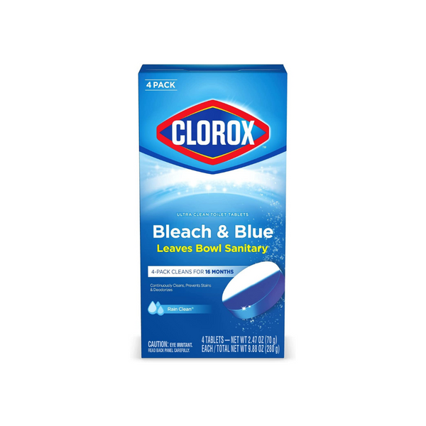 4 Clorox Ultra Clean Toilet Tablets Bleach & Blue