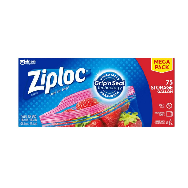 Bolsas Ziploc para almacenamiento de alimentos de 75 galones