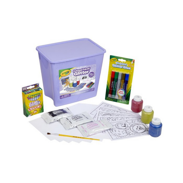 Juego de arte con tina colosal de purpurina Crayola de 81 piezas