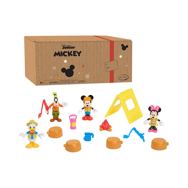 Mickey Mouse Disney Junior Funhouse Juego de figuras de camping de 14 piezas