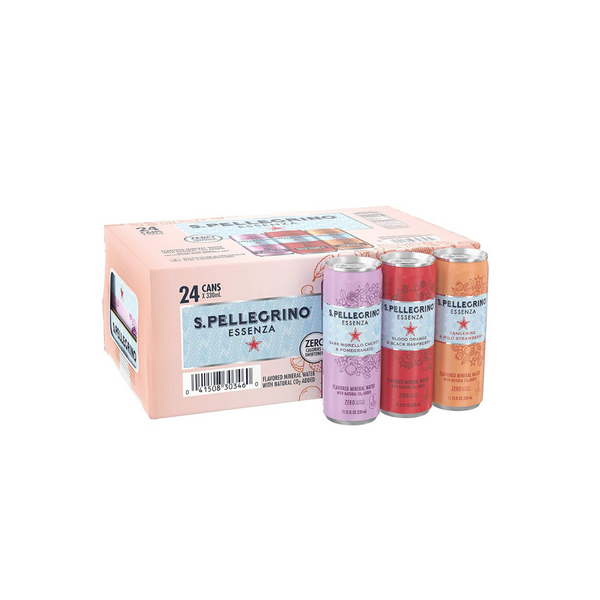 24 Can Variety Pack Of S. Pellegrino Essenza Flavored Mineral Water