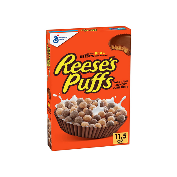 Reese's Puffs, mantequilla de maní con chocolate, Cheerios con miel y nueces o racimos de avena con miel