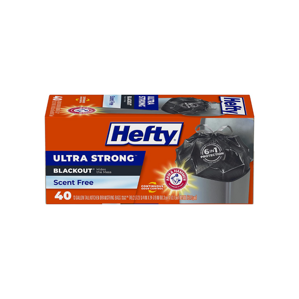 40 Blackout Hefty Ultra Strong 13 Gallon Tall Kitchen Trash Bags