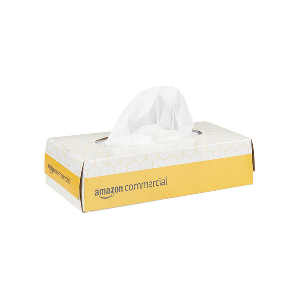 30 Boxes of AmazonCommercial 2-Ply White Flat Box Facial Tissue