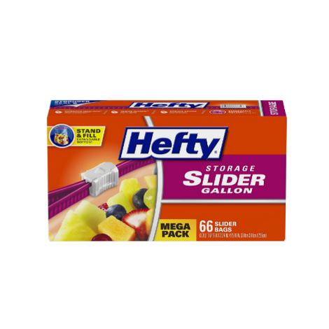 66 Hefty Slider Storage Bags, Gallon Size