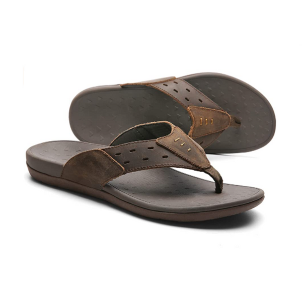 Chanclas de piel auténtica con soporte para el arco (4 colores)
