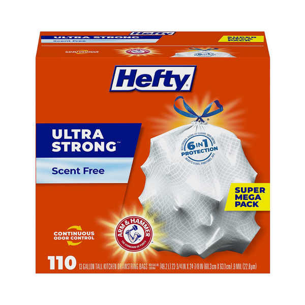 110 Pack Of Hefty Ultra Strong Tall Kitchen Trash Bags