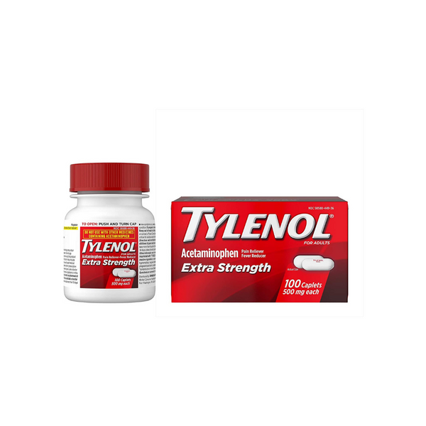 100 Tylenol Extra Strength Caplets with 500 mg