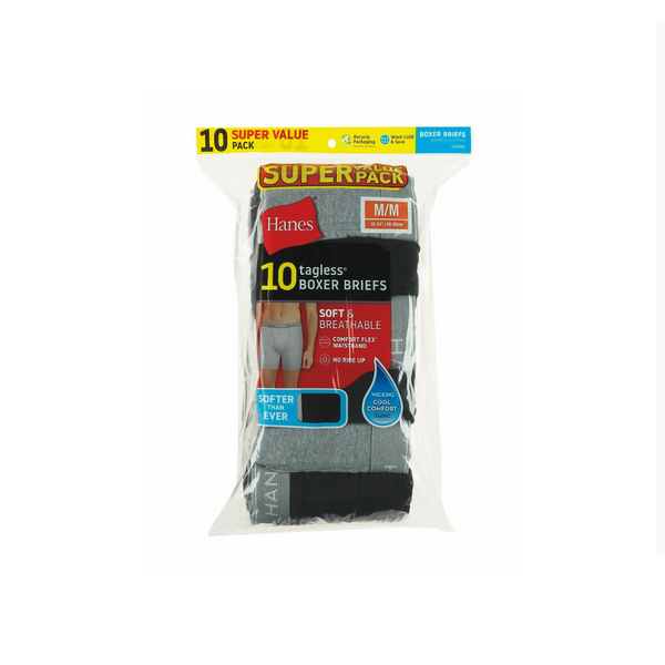10 Men's Tagless Comfort Flex Hanes Boxer Briefs