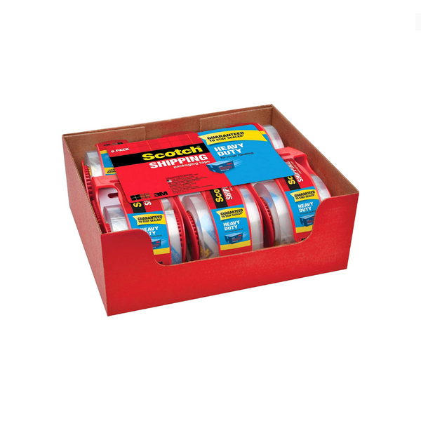 6 Rolls of Scotch Heavy Duty Packaging Tape With Dispensers