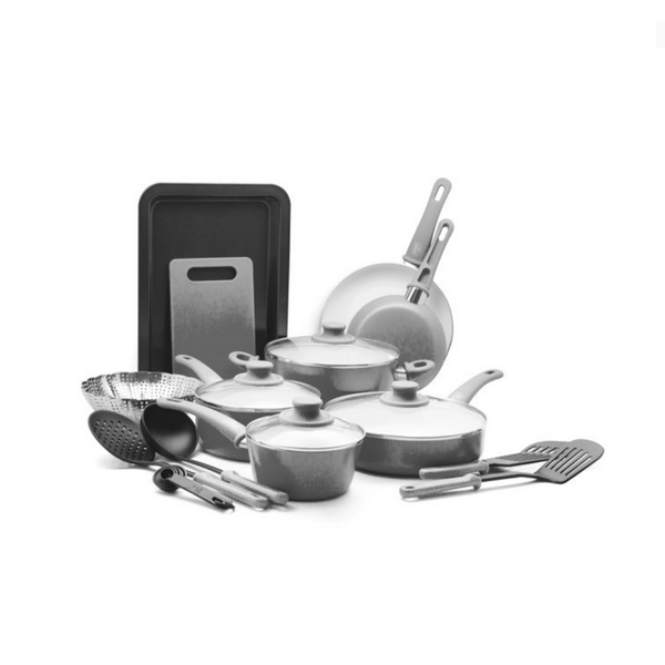 Juego de utensilios de cocina antiadherentes de agarre suave de 18 piezas (2 colores)