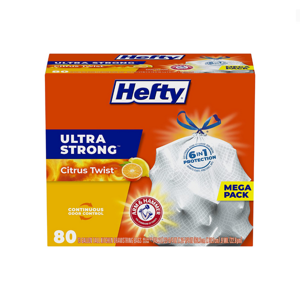 80 Hefty Ultra Strong 13 Gallon Tall Kitchen Trash Bags