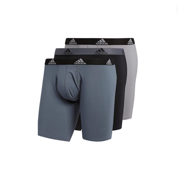 3 adidas Men's Stretch Cotton Long Boxer Briefs
