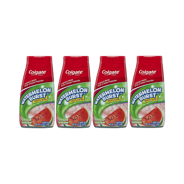 Paquete de 4 pastas de dientes Colgate Anticavity Kids Watermelon Burst
