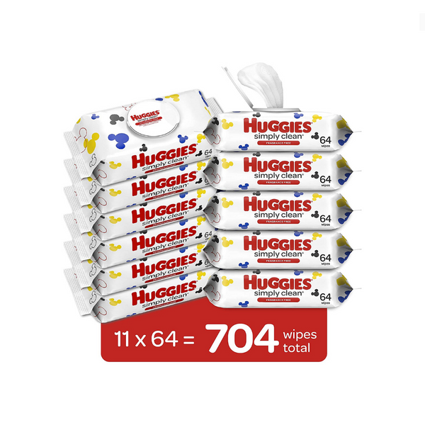 704 Huggies Baby Wipes (11 Flip Lid Packs)