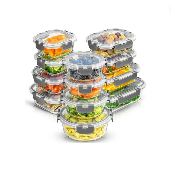 24 Piece Borosilicate Glass Airtight Storage Containers with Lids