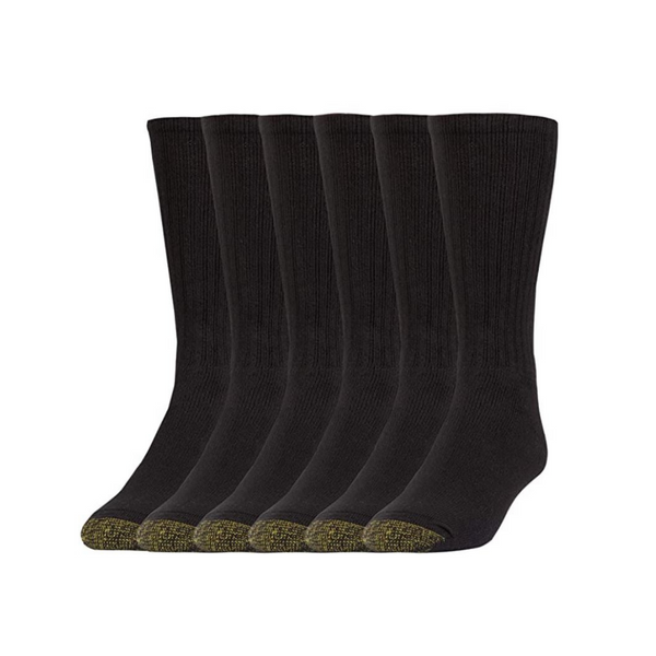 6 pares de calcetines negros con punta dorada para hombre