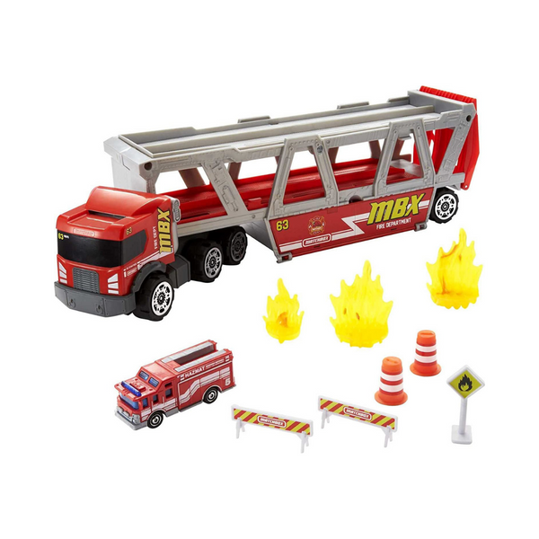 Juego de transporte de rescate contra incendios Matchbox