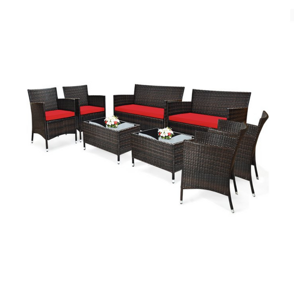 8 Piece Rattan Patio Furniture Set (3 Colors)