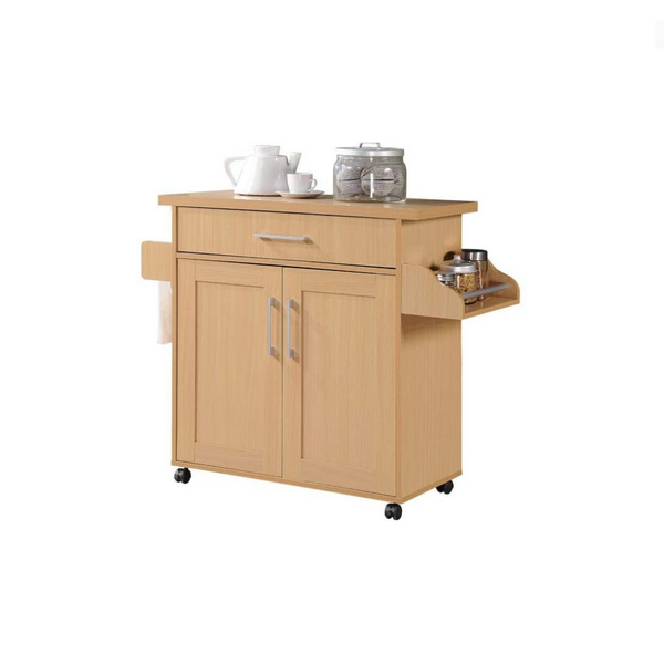 Hodedah Kitchen Island with Spice Rack, Towel Rack & Drawer