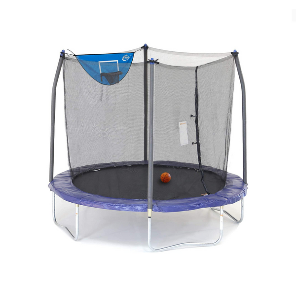 Skywalker Trampolines 8-Foot Jump N’ Dunk Trampoline with Enclosure Net