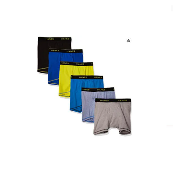 6 Hanes Boys' Cool Comfort Breathable Mesh Boxer Brief