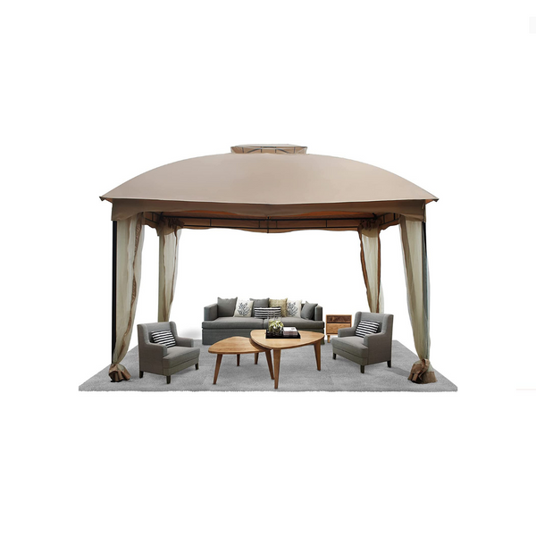 Gazebo de patio de 10 x 13 con red de cortina