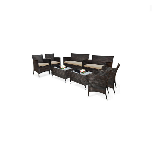 8 Piece Patio Furniture Cushioned Sofa Set