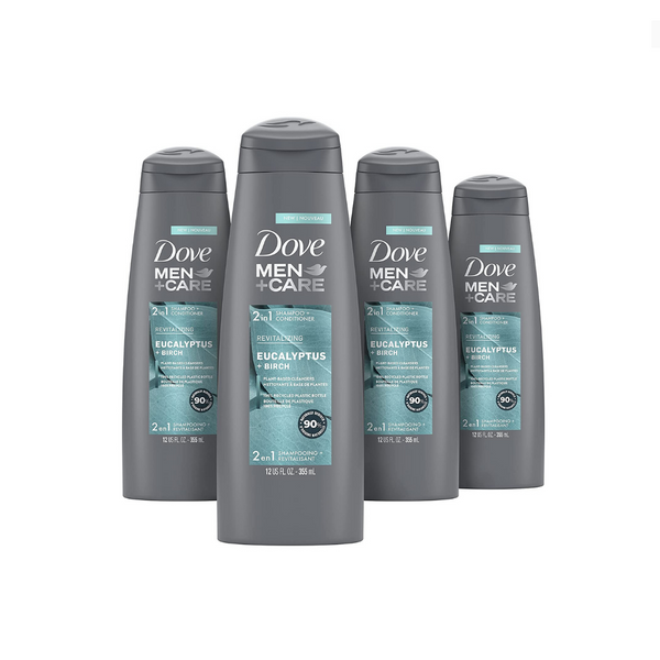 4 Bottles of Dove Men+Care Revitalizing 2-in-1 Shampoo and Conditioner