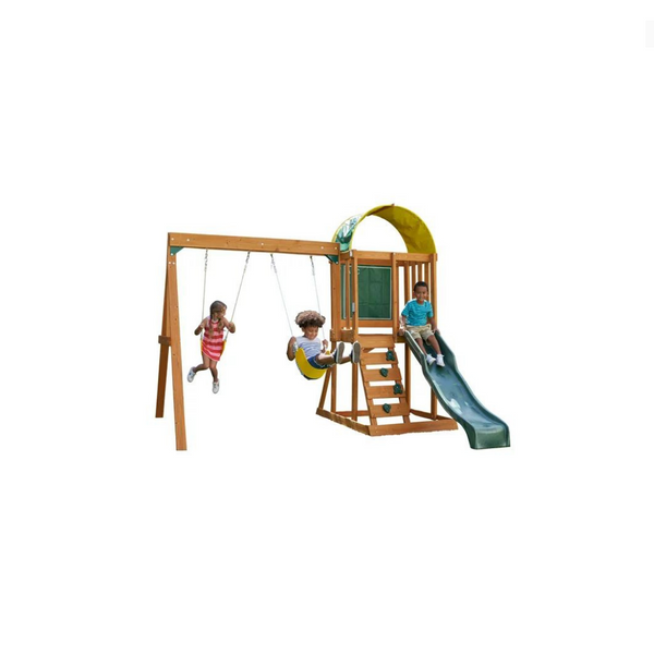 KidKraft Ainsley Wooden Outdoor Swing Set with Slide