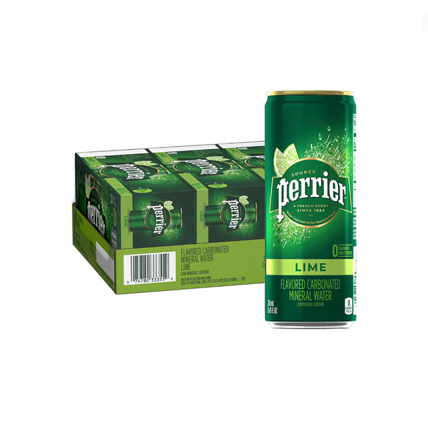 30 Cans of Perrier Lime Flavored Sparkling Water