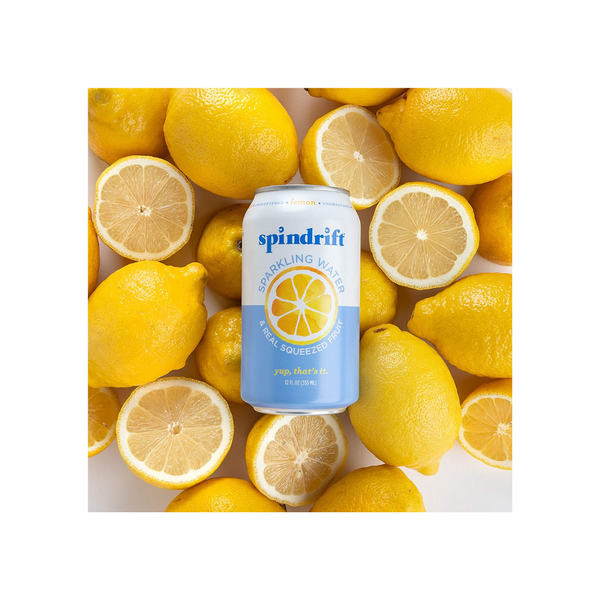 24 Cans Of 12oz Spindrift Lemon Sparkling Water Made With Real Squeezed Fruit